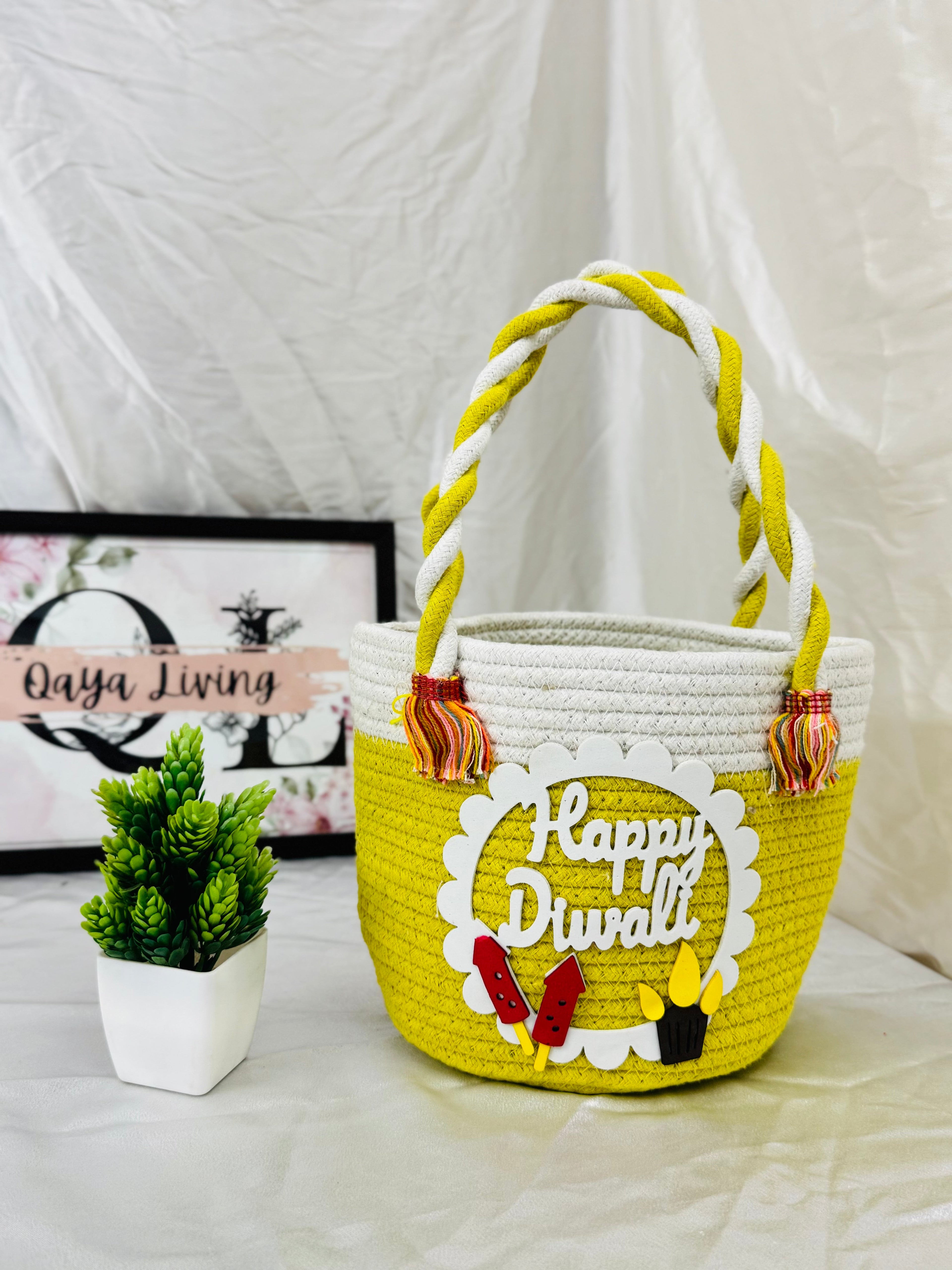 Yellow Happy Diwali Hamper Basket