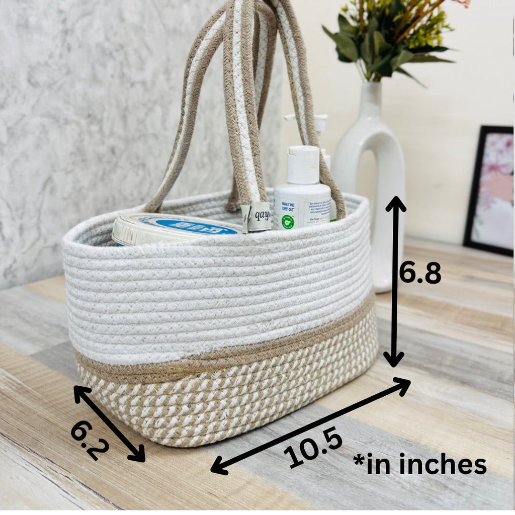 Hamper Basket - White & Beige