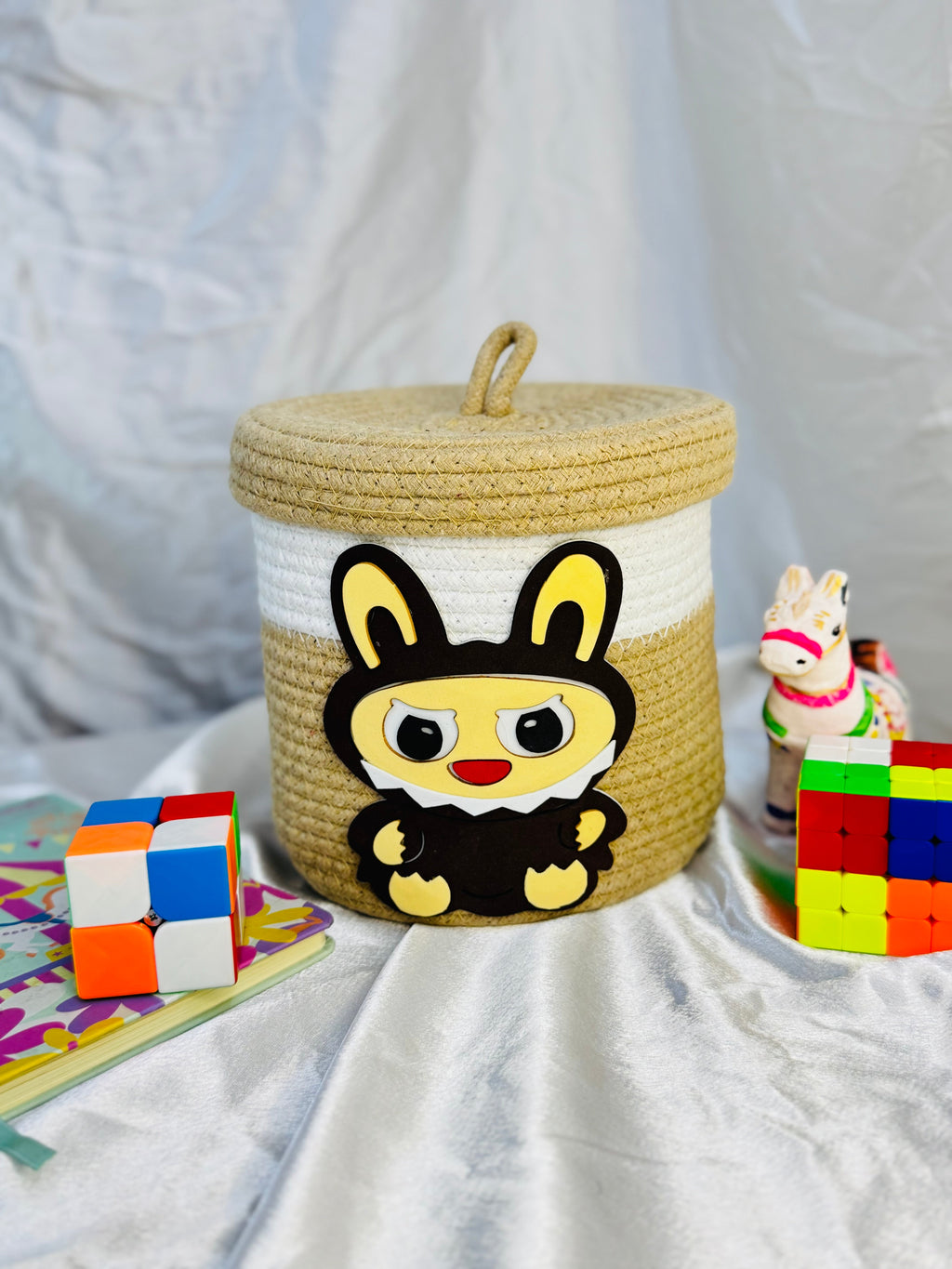 Set of 2 Labubu Basket - Beige+yellow