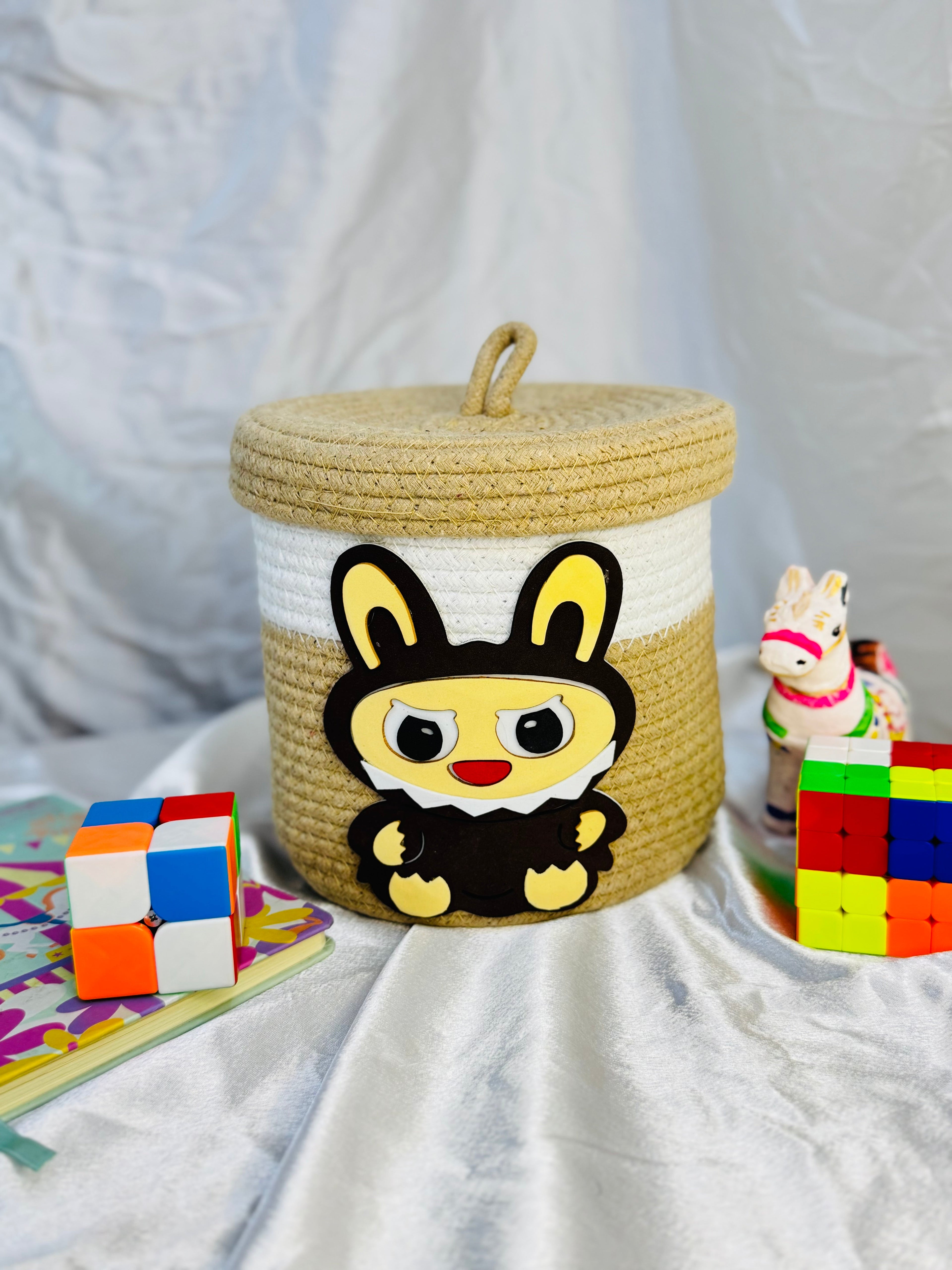 Set of 2 Labubu Basket - Beige+yellow