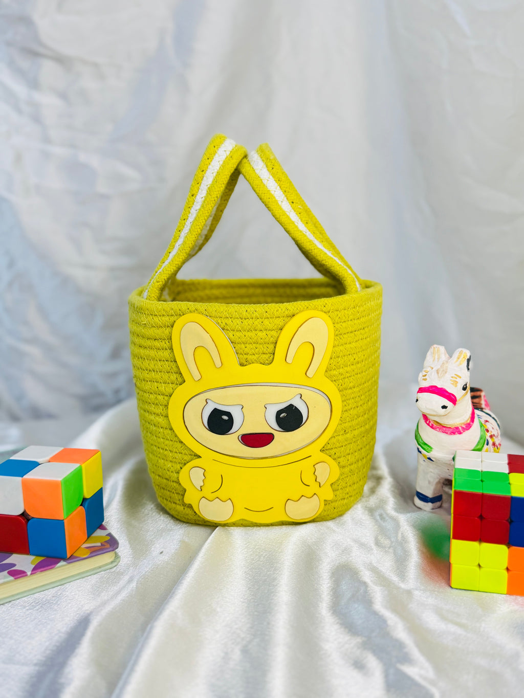 Labubu Hamper Basket - Lemon Yellow