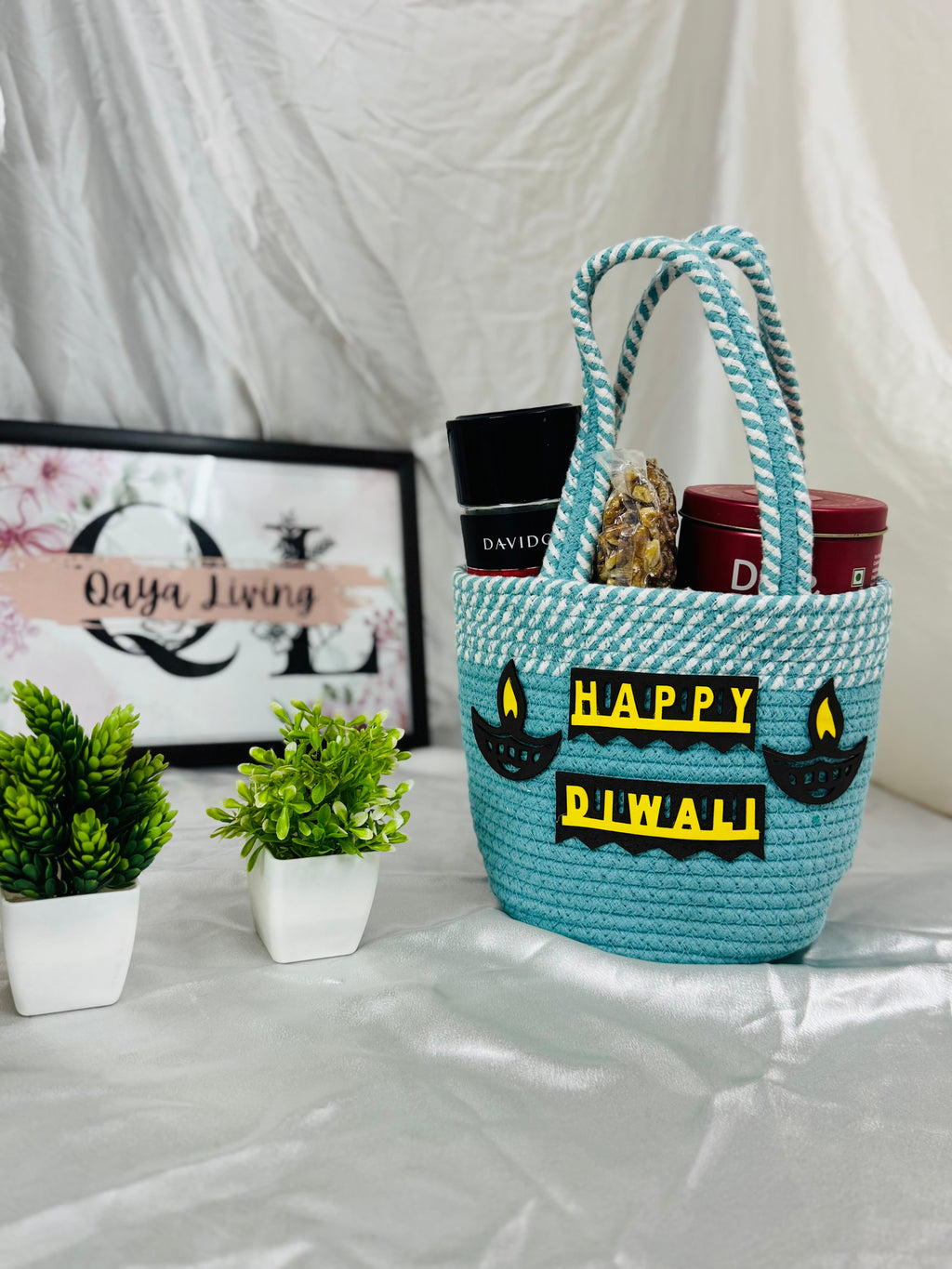 Qaya Living Blue Diwali Basket