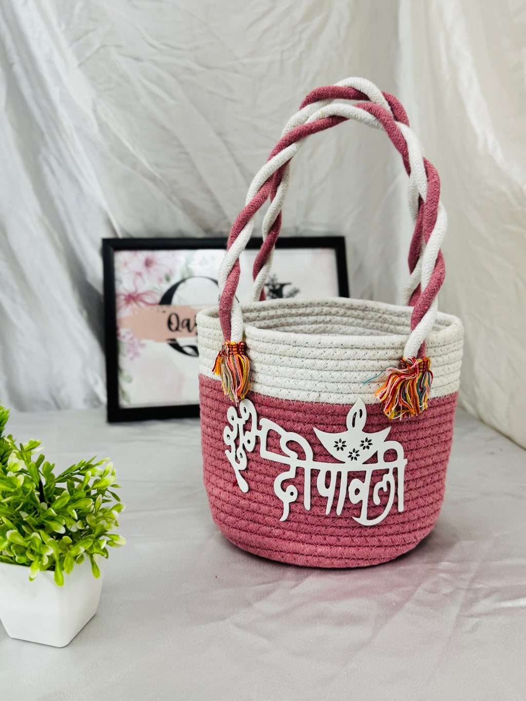 शुभ दीपावली Basket - Rose Pink