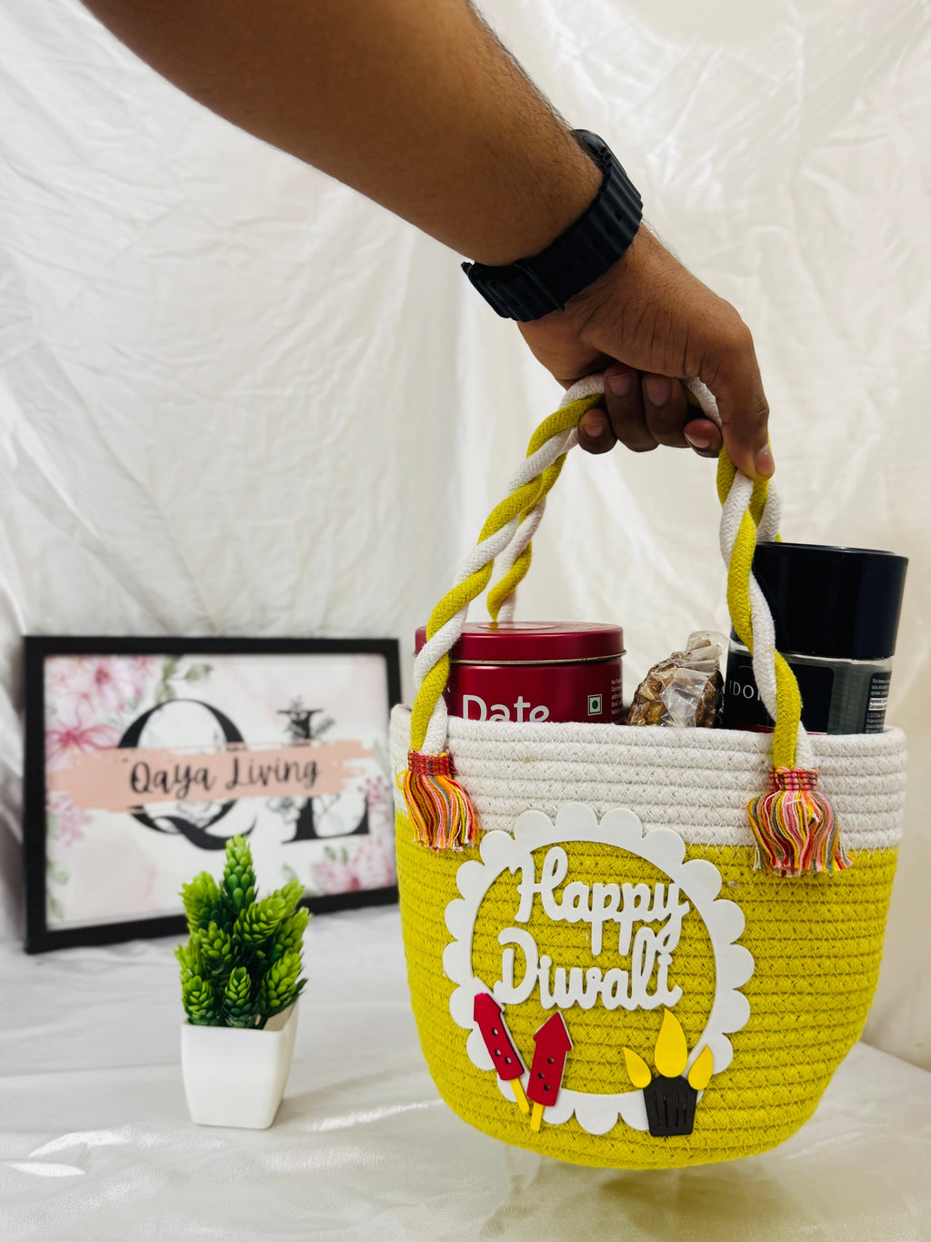 Yellow Happy Diwali  Hamper Basket