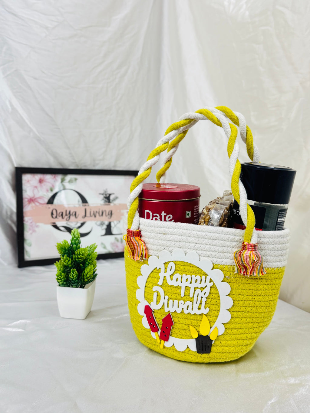 Yellow Happy Diwali  Hamper Basket