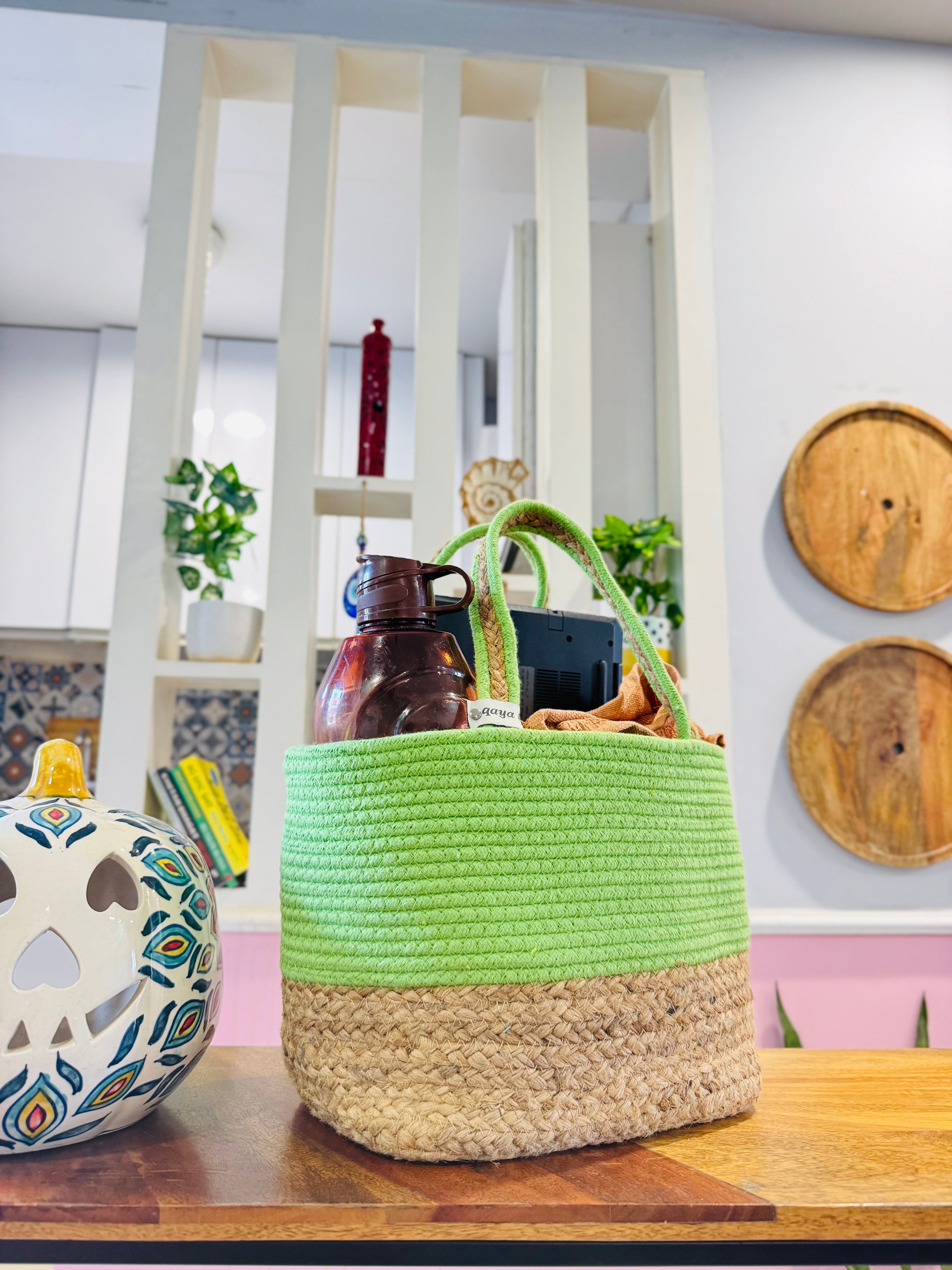 Green-Jute Hamper Basket