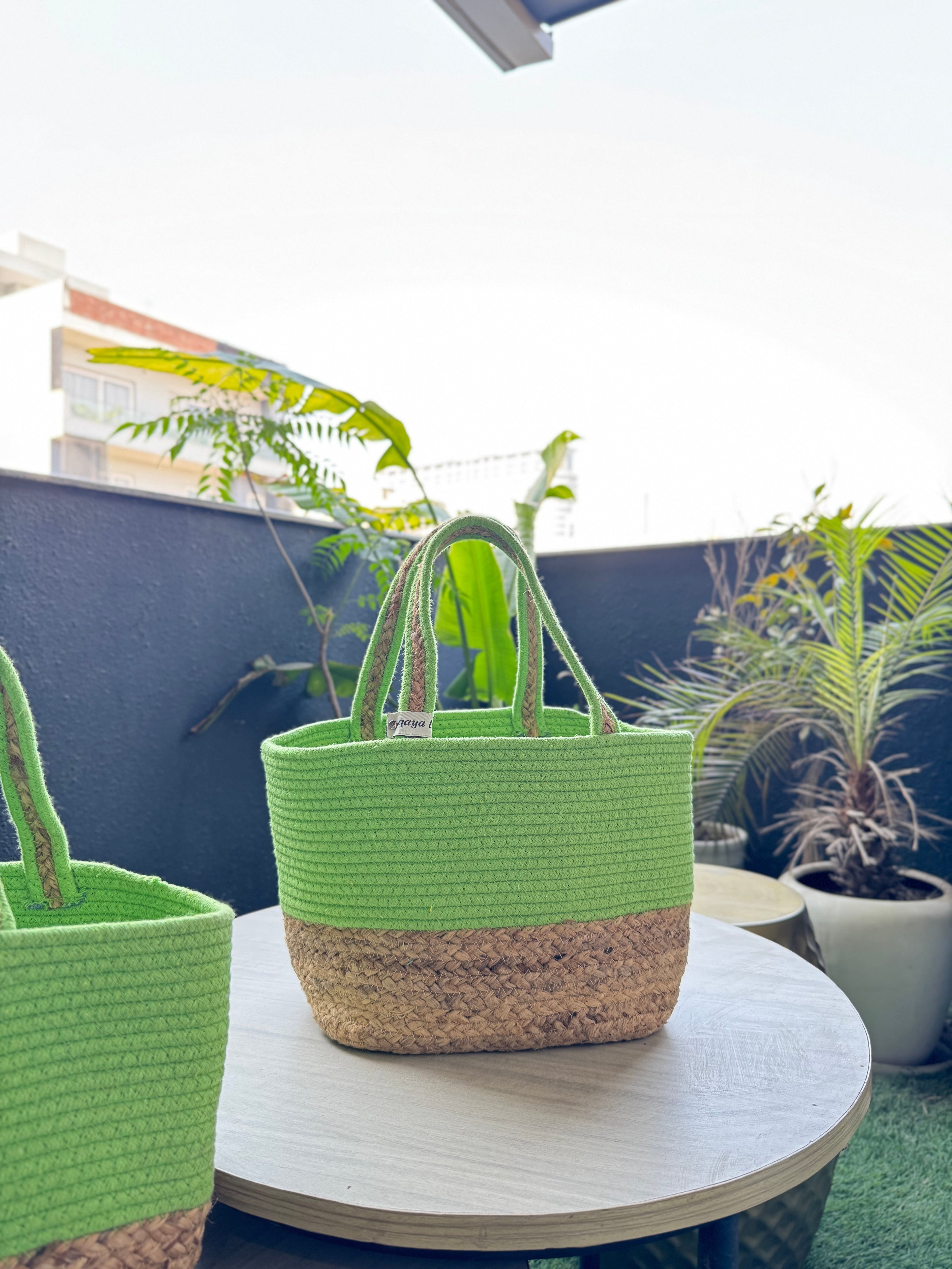 Green-Jute Hamper Basket