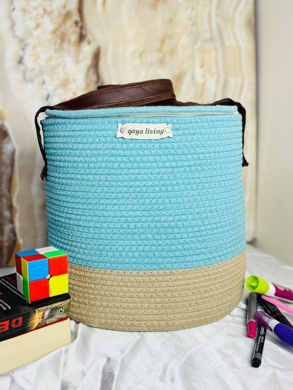 Zipper Basket - aqua blue