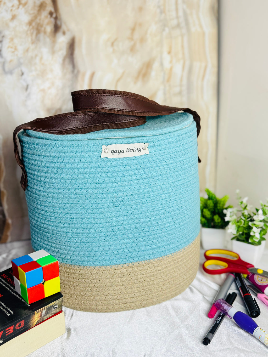 Zipper Basket - aqua blue