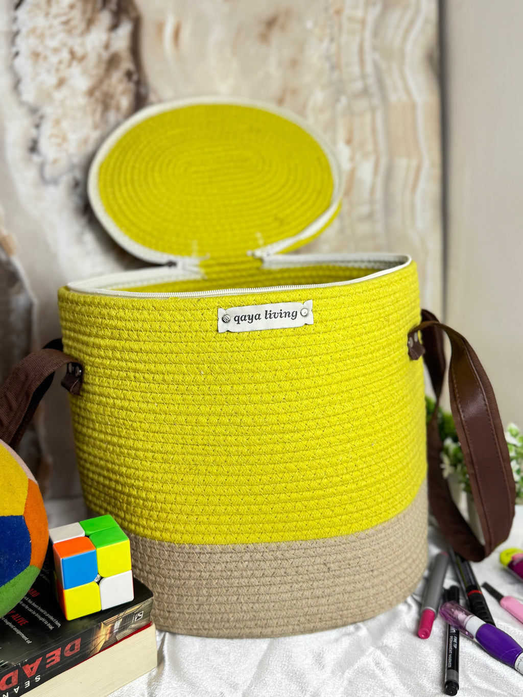 Zipper Basket - lemon yellow