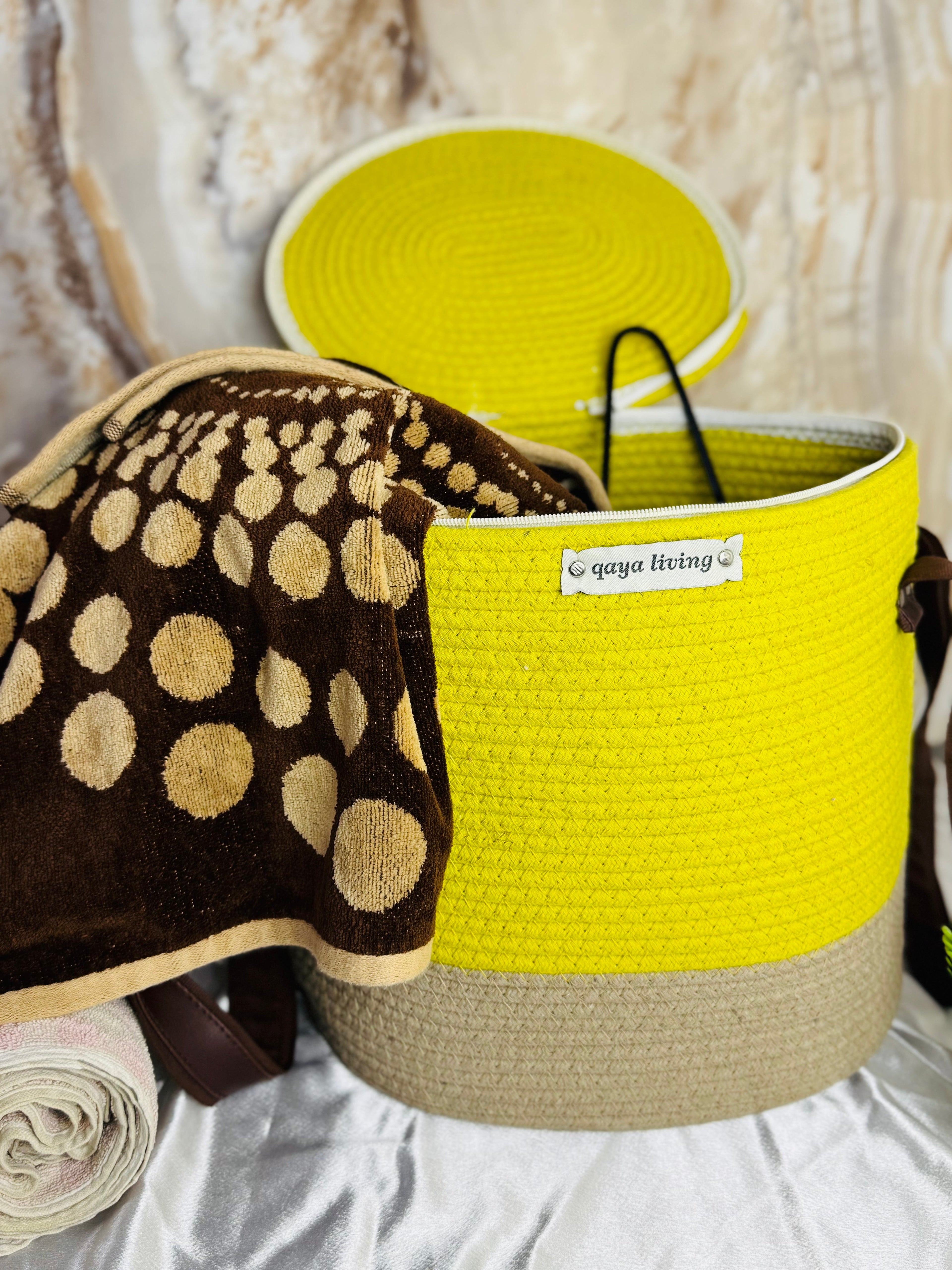 Set of 2 Zipper Baskets - Blue & Lemon yellow