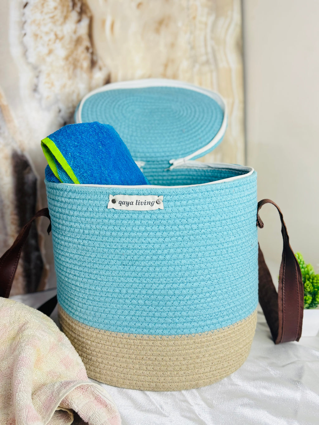 Set of 2 Zipper Baskets - Pink & Blue