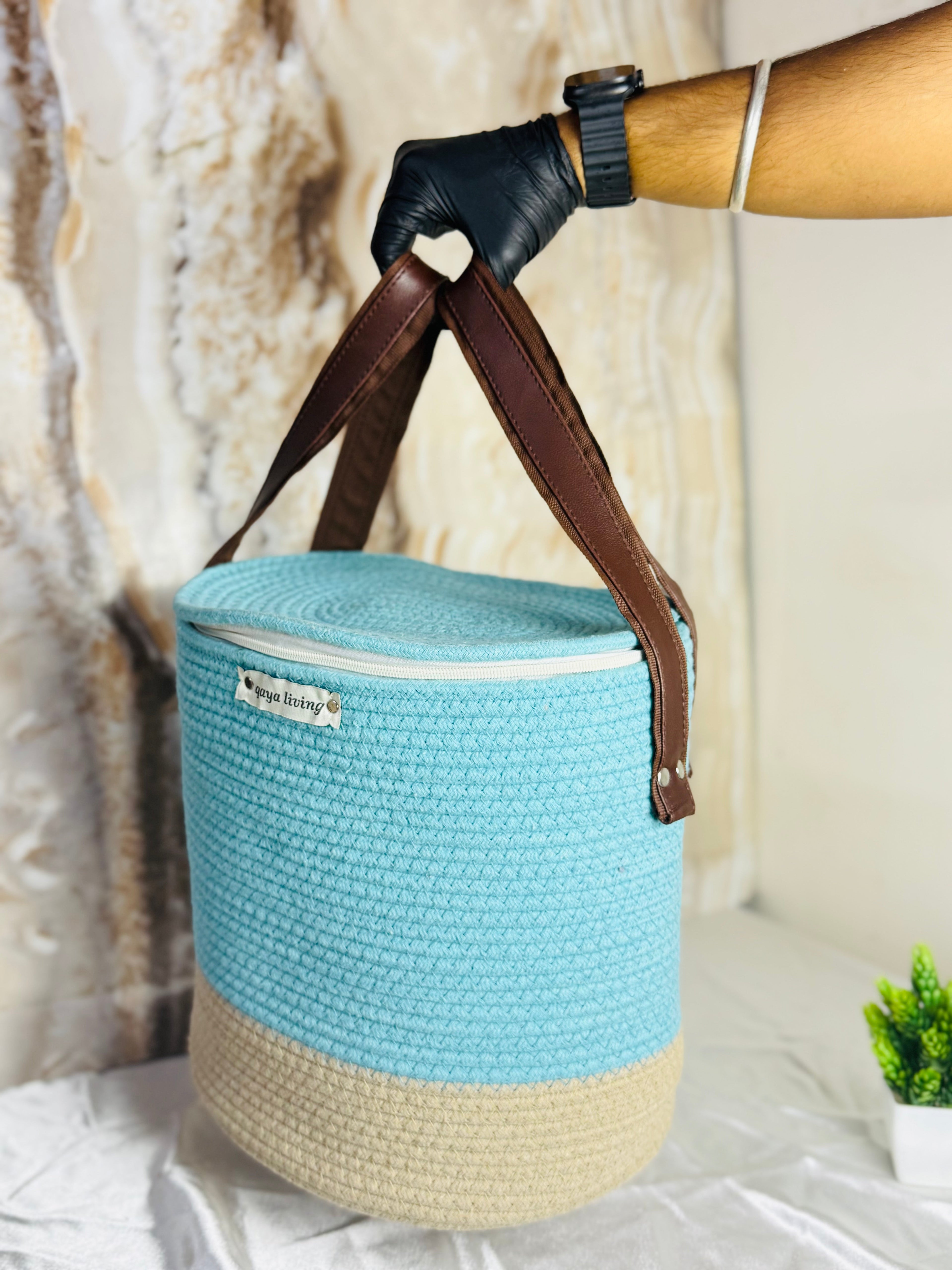 Set of 2 Zipper Baskets - Pink & Blue